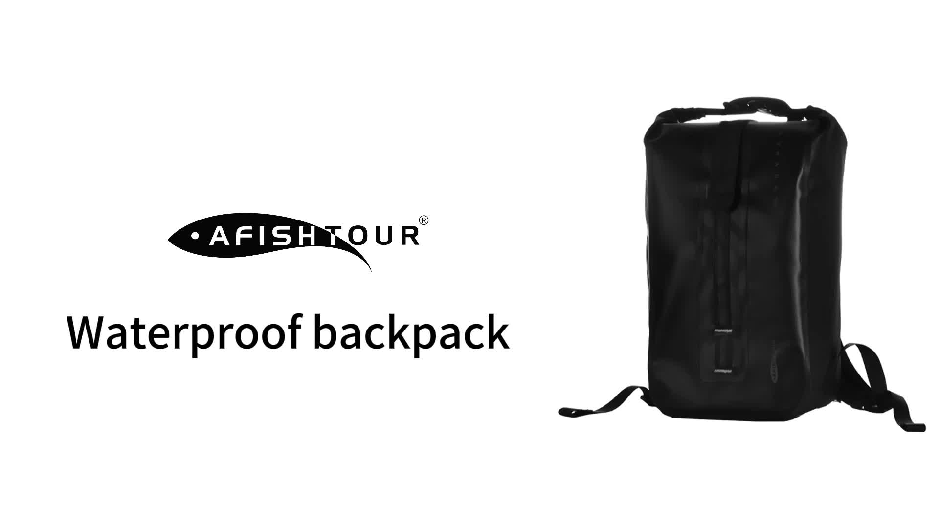 thumbnail video image 2 of AFISHTOUR Mochila de Motocicleta, Mochila Impermeable de 25L con Correas Ajustables en el Pecho y la Cintura (Negra), 2 of 7