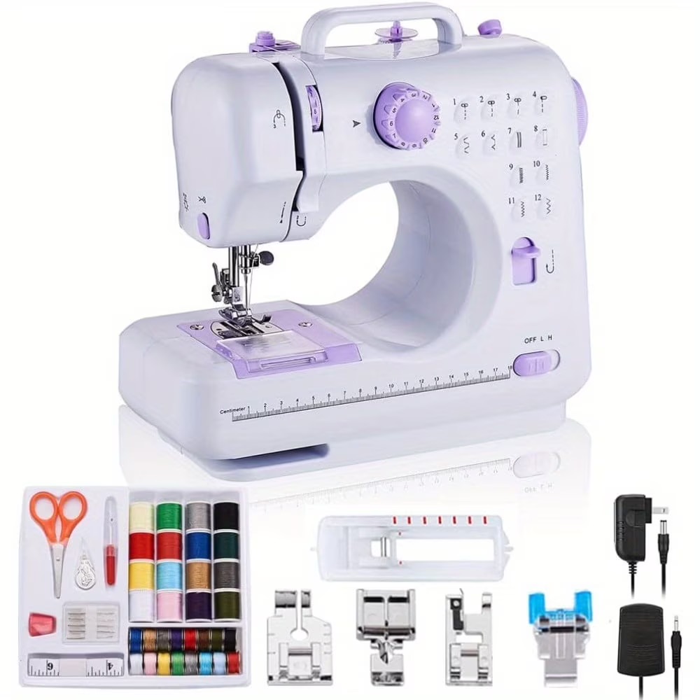thumbnail video image 2 of Máquina de Coser Eléctrica Mini Portátil – 12 Puntadas Integradas, Control de 2 Velocidades, Operación con Pedal de Pie, Luz Integrada, Cajón de Almacenamiento y Kit Completo de Costura – Perfecta pa, 2 of 18