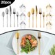 thumbnail video image 2 of Jetcloudlive Juego de 20 Pzas Dorado Silverware con Patrón de Árbol de Cintura Pequeña, Vajilla de Acero Inoxidable Creativa para Hotel, Cuchillo para Carne y Tenedor, Cuchara, Tenedor de Postre, Apt, 2 of 12