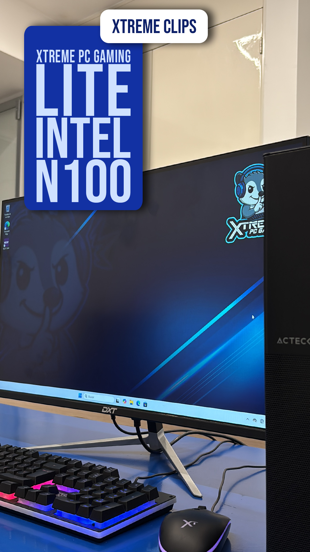 thumbnail video image 2 of Computadora Escritorio Completa Xtreme PC Gaming Intel N100 16GB SSD 240GB Monitor 21.5 WIFI Black ideal para punto de venta, trabajo administrativo y uso diario, 2 of 7