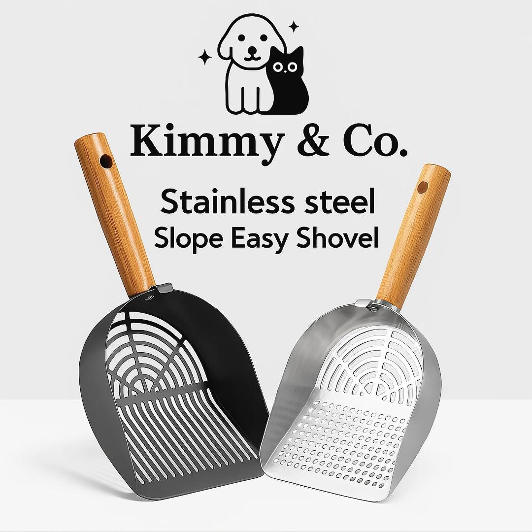 thumbnail video image 2 of Kimmy&Co. Pala para Arena de Mascotas de Acero Inoxidable Resistente, Panal Plateado, 2 of 10