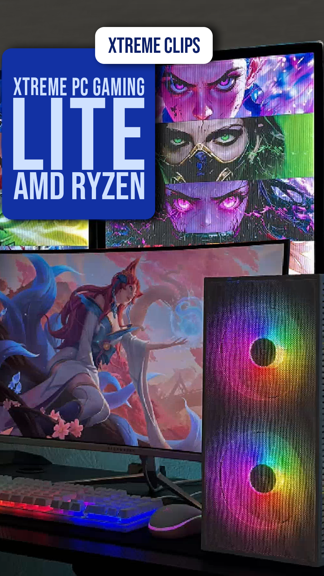 thumbnail video image 2 of Computadora Escritorio Completa Xtreme PC Gaming AMD Radeon Vega Renoir Ryzen 7 5700G 16GB SSD 1TB Monitor 23.8 WIFI White juegos casuales, trabajo y estudio, 2 of 7