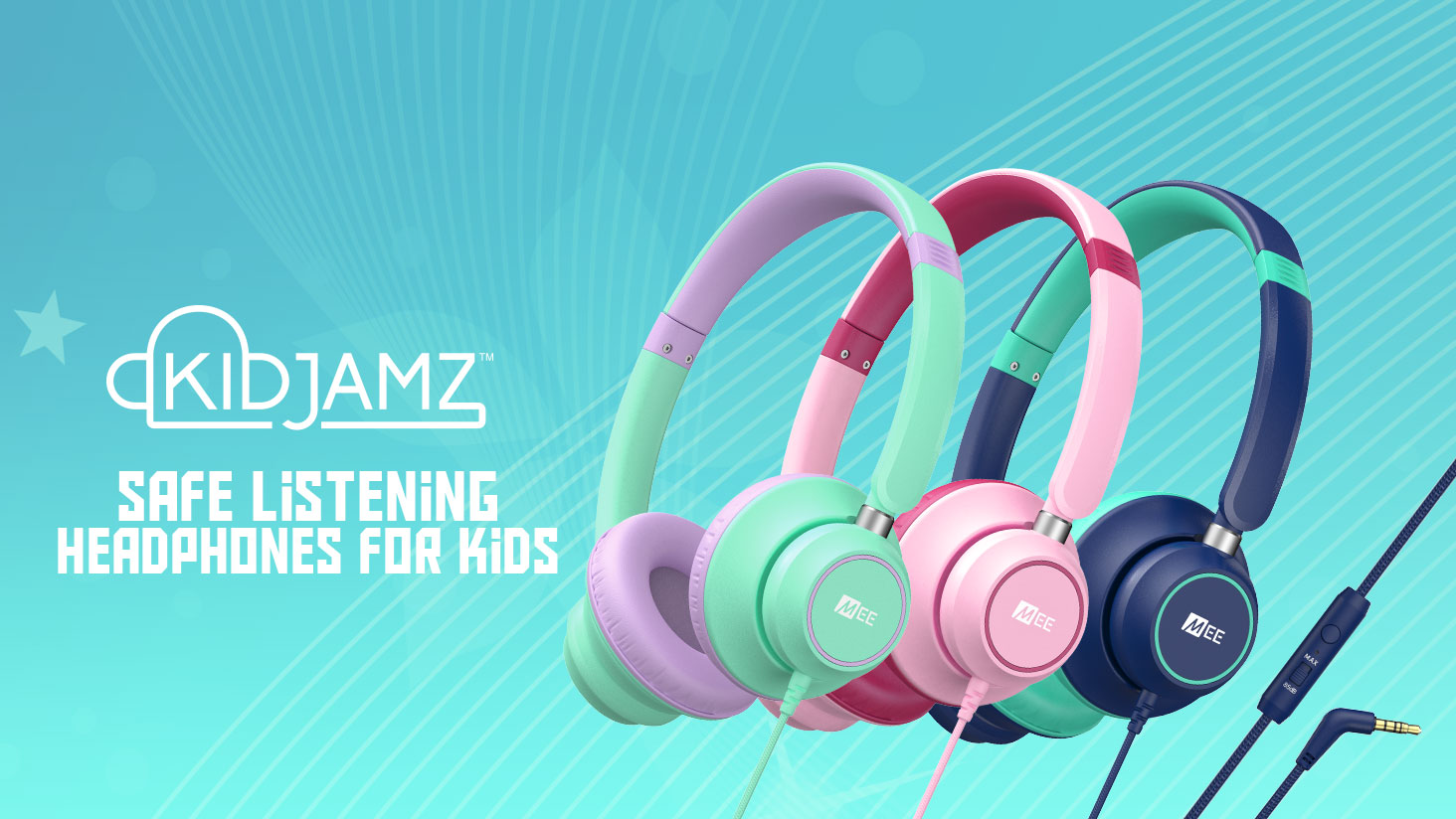 thumbnail video image 2 of MEE audio KidJamz KJ45 Audífonos para Niños con Enchufe de 3.5mm, Escucha Segura para Niños / Niñas / Estudiantes / Escuela / Biblioteca / Aula con Micrófono en Línea y Limitación de Volumen (Menta), 2 of 9