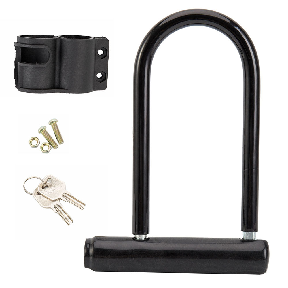 thumbnail video image 2 of OKYMOTOR Candado en U para Bicicleta con Llaves Resistente Antirrobo Bicycle Lock para Scooter Eléctrico Bicicletas de Montaña Bicicletas de Carretera Puertas Uso en el Hogar y para Exteriores, 2 of 2