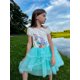 thumbnail video image 2 of Vestido de Niña Azul Sirena Princess Bordado Lentejuelas Tul Manga Corta 5 Años, 2 of 8